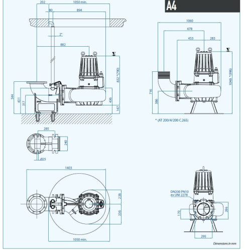 Pompa głębinowa Dreno AT-EX 200/4/240 C.280 z jednokanałowym otwartym wirnikiem
