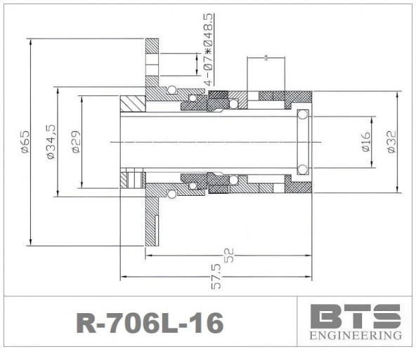Uszczelnienie typu kartridżowego do pomp LFP,SNP, Speroni R-706L 16, SIC/SIC, VITON, 304 typu Grundfos SQQE