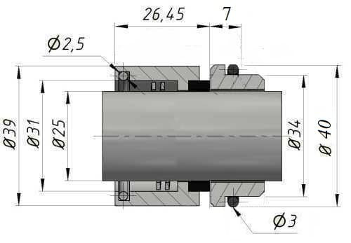 Uszczelnienie mechaniczne wału pompy R-GEA 30, CAR/SIC, VITON, 304