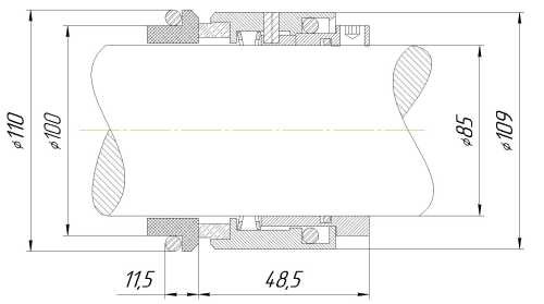 Uszczelnienie mechaniczne R-HJ92N 85, CAR/SIC, VITON, 304, G16