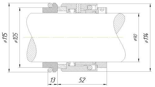 Uszczelnienie mechaniczne wału R-HJ92N 90, CAR/SIC, VITON, 304, G16
