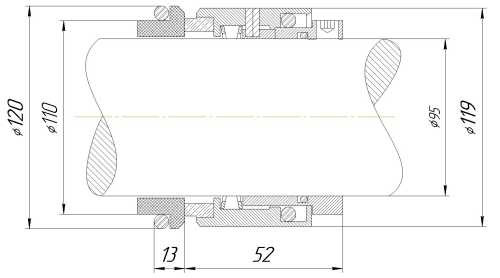 Uszczelnienie mechaniczne wału R-HJ92N 95, CAR/SIC, VITON, 304, G16