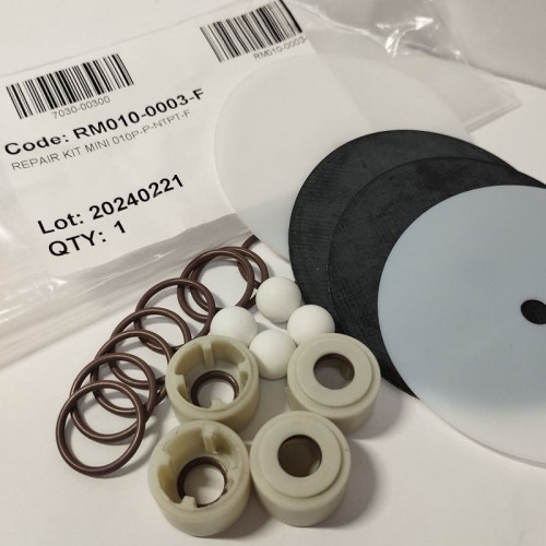 Zestaw naprawczy do pompy membranowej ALPHADYNAMIC RUBY 010P-P-NTPT-F, kod części zamiennych ZESTAW: RM010-0003-F