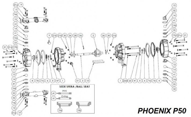 Kolektor górny / dolny, PVDF + CF, PHOENIX P50