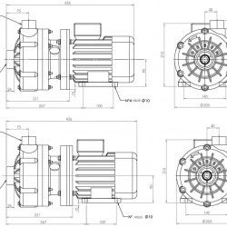 Poziomy pompa odśrodkowa MB 120, PP, Viton B 1 Faza