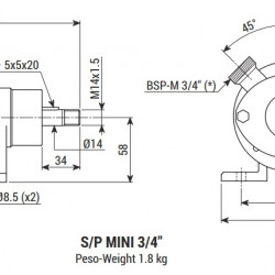 Pompa wirnikowa do pompowania solanki LIVERANI MINI 3/4&quot; S/P+BY-PASS NR 175-1400obr./min, bez silnika