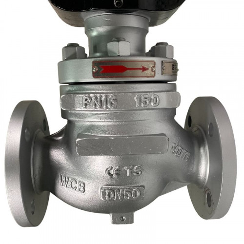 DN50 Pneumatycznie sterowany zawór regulacyjny 10P11Y-DNx5016Z-L122C-C (korpus żeliwny, gniazdo SS304) z pozycjonerem YT-1000, 4-20mA, Ex