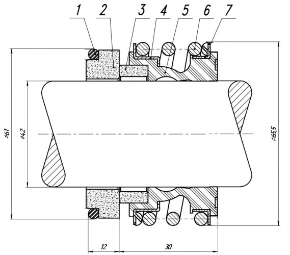 Uszczelnienie mechaniczne wału pompy WILO R-MG1 42, CAR/CER, EPDM, 304, G60