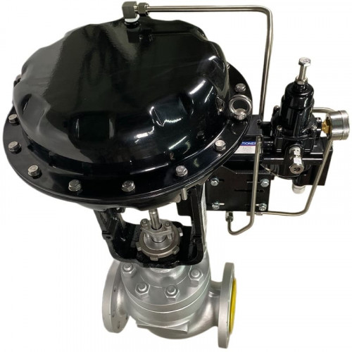 DN80 Zawór regulacyjny z siłownikiem pneumatycznym do pary, kondensatu 10P11Y-DNx8016Z-L122C-C (korpus żeliwny, gniazdo SS304) z elektrycznym pozycjon