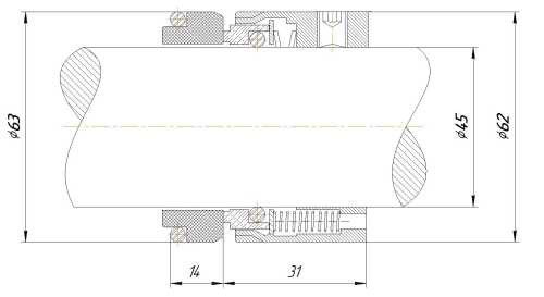 Uszczelnienie mechaniczne R-M7N 45, SIC/SIC, VITON, 304, G9
