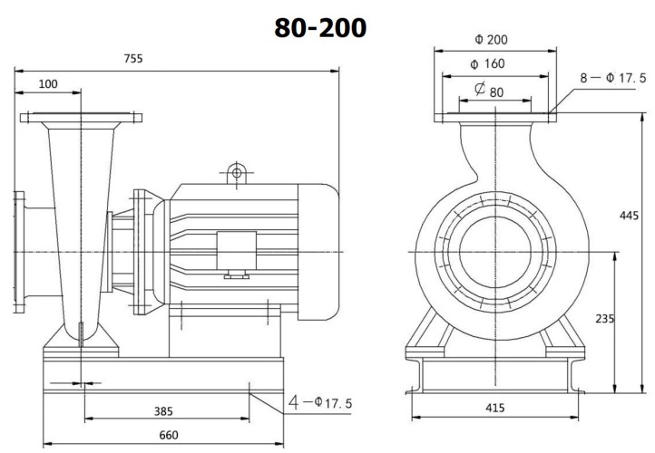 BGWH 80-200 (50/50), 15kW, 2880 - pompa ze stali nierdzewnej pozioma
