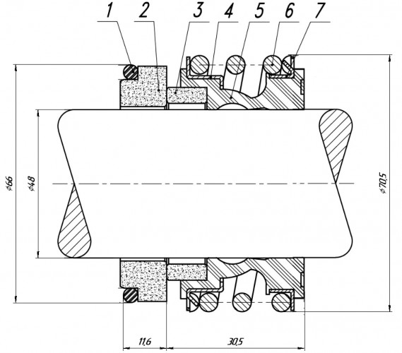 Uszczelnienie mechaniczne wału pompy GRUNDFOS R-MG1 48, CAR/CER, EPDM, 304, G4