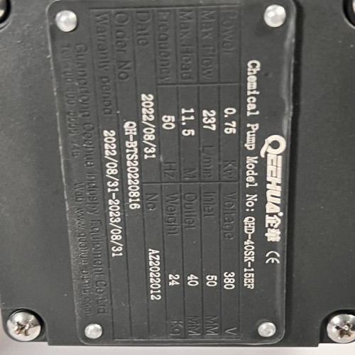 QHD-40SK, GFRPP-0,75 kW, 280 l/min, pompa chemiczna 14,5 m