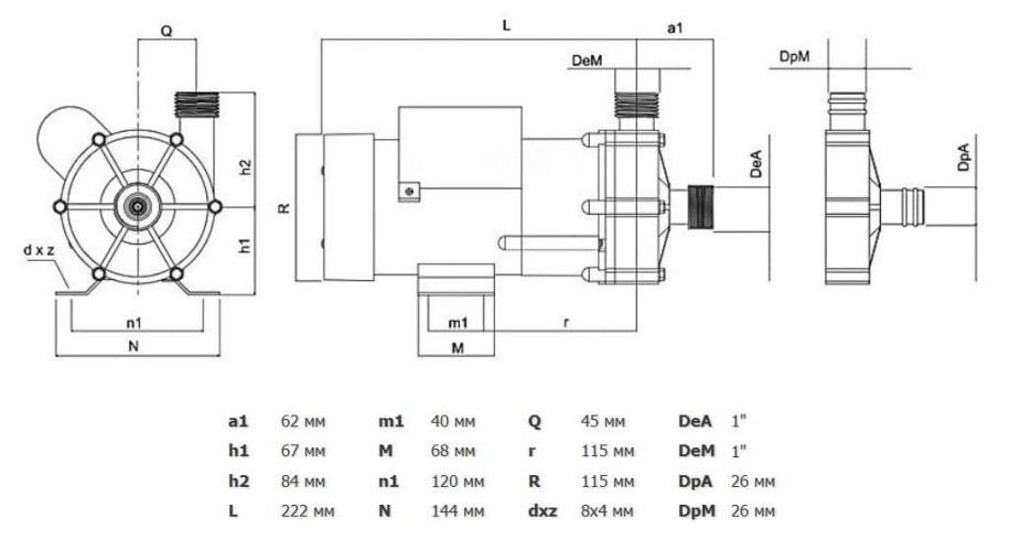 Pompa odśrodkowa FLUIMAC FMB-65-WR-V-N1-B-N ze sprzęgłem magnetycznym (Argal TMB 65)