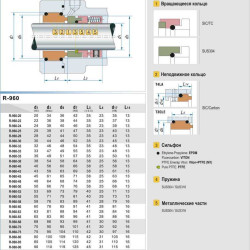 Uszczelnienie pompy R-960 100, SIC/SIC, VITON, 304, T30LE