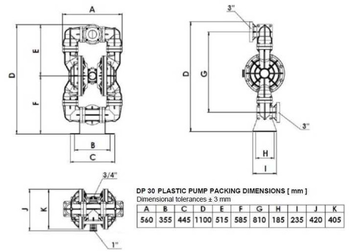 Pompa pneumatyczna membranowa DP 30 PB/T-V