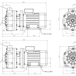 Poziomy pompa odśrodkowa MB 130, PVDF, Viton B