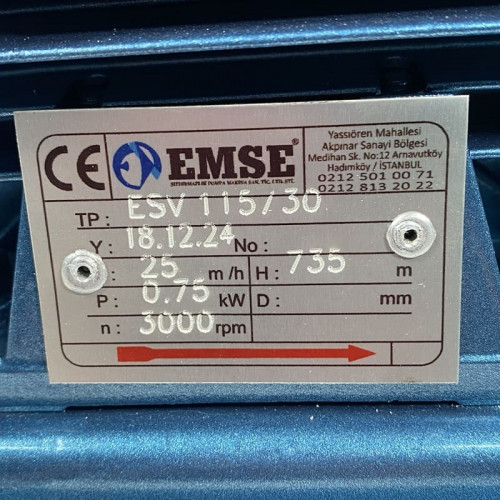 Pompa próżniowa do suszenia ESV 115/30, 25 m3/h, 0,75 kW, 3000 obr.