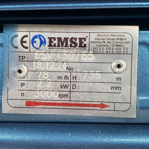 Pompa próżniowa z pierścieniem wodnym do suszenia ESV 130/65, 78 m3/h, 2,2 kW, 3000 obr.