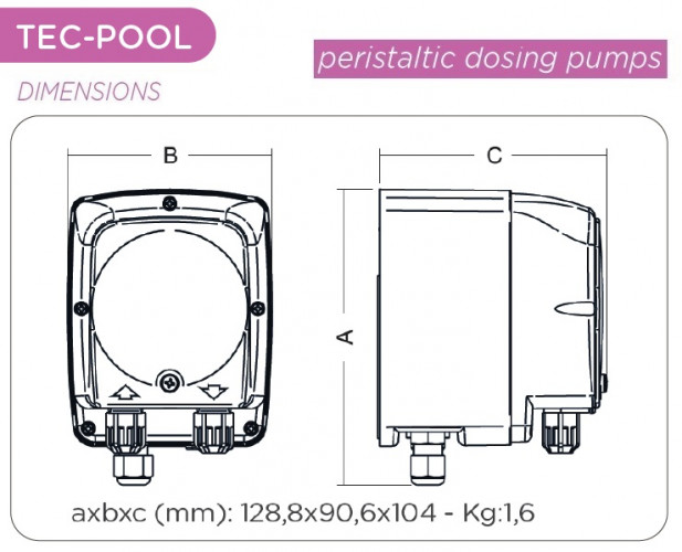 Pompa dozująca perystaltyczna AQUA PDP TEC-POOL 4-1 100-240VAC SANTOPRENE CZARNA Z POZIOMEM WSTĘPNYM