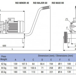 Pompa wirnikowa do solanki LIVERANI RID MAJOR 60 NR TF 2,2-1,5kW, 470-235obr./min, 380V z przekładnią, na wózku ze standardowym panelem sterowania