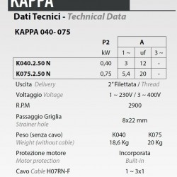 Pompa spustowa Dreno Kappa K040.2.50 m z przełącznikiem
