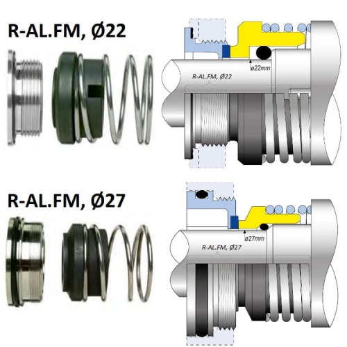 Uszczelnienie mechaniczne do pompy Alfa Laval R-AL.FM 22, CAR/SIC, EPDM, 304 typ VULCAN 92