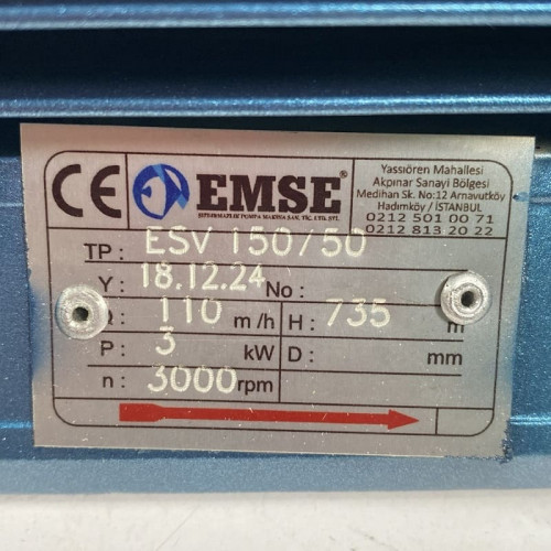 Pompa próżniowa z pierścieniem wodnym ESV 150/50, 110 m3/h, 3 kW, 3000 obr.
