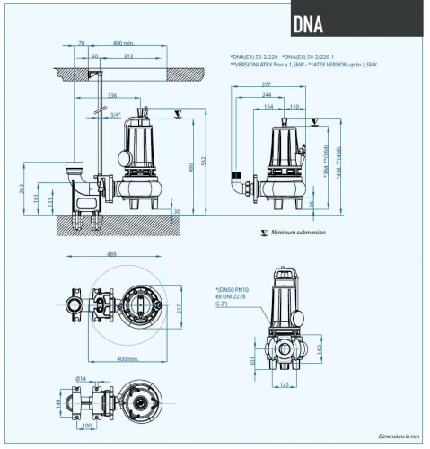 Pompa zanurzeniowa Dreno DNA-EX 50-2/110 T z wirnikiem wirowym