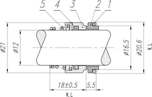 Pojedyncze uszczelnienie mechaniczne do pompy Liverani, LOWARA R-BT-RN 12, SS/CAR, VITON, 304, T8RN