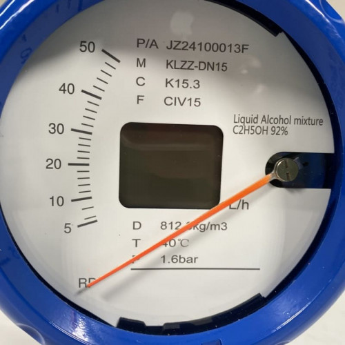 DN15 Przepływomierz rotametr ze stali nierdzewnej KLZZ PN6 (ciekła mieszanina alkoholi C2H5OH 92%), 5-50 l/h, 4-20mA, Ex