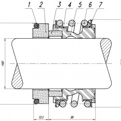 Uszczelnienie mechaniczne wału pompy GÜCÜM, WILO, ANDRITZ, ALLWEILER R-MG1 60, CAR/CER, EPDM, 304, G60