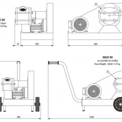Pompa wirnikowa do solanki LIVERANI GR MAXI 80 NR TF(B) 1,5kW, 600-300obr./min, 380V napęd pasowy na wózku ze standardowym panelem sterowania