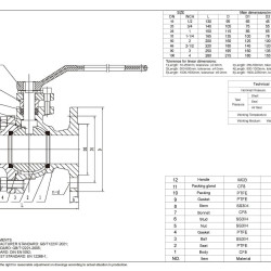 PN16 DN65 Zawór kulowy ze stali nierdzewnej AISI 304, Seat PTFE
