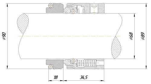 Uszczelnienie mechaniczne R-M7N 68, SIC/SIC, VITON, 304, G9