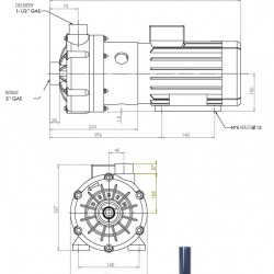 Pozioma pompa odśrodkowa MB 140 PP, LIP SEAL, VITON