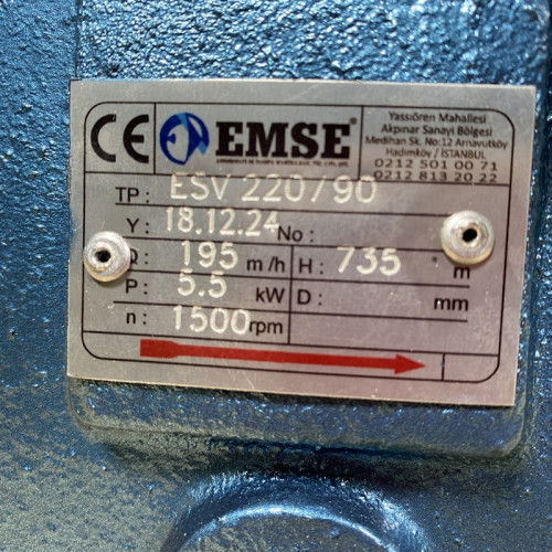 Pompa próżniowa z pierścieniem wodnym ESV 220/90, 195 m3/h, 5,5 kW, 1450 obr.