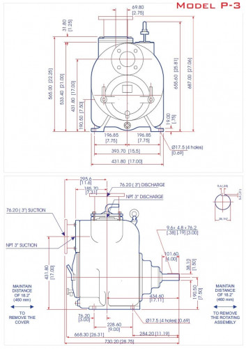 Samozasysająca pompa do ścieków P-3, 35/107, 15 kW, bez silnika