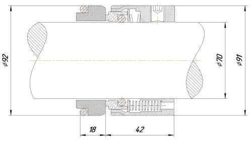 Uszczelnienie mechaniczne R-M7N 70, SIC/SIC, VITON, 304, typ G9 STERLING 270, VULCAN 1677, FLOWSERVE Europac 600, LATTY U68, ANGA V