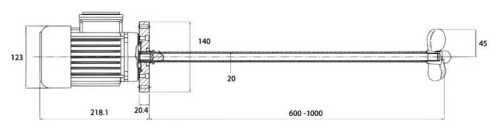 Mieszalnik o dużej szybkości AF 1-7-4, 70 cm, 0,18 kW 230 V / 400 V - 50Hz