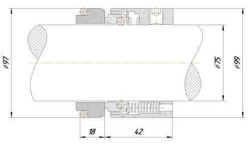 Uszczelnienie mechaniczne pompy KSB, Pompetravaini R-M7N 75, SIC/SIC, VITON, 304, G9