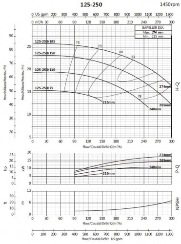 Pompa do zaopatrzenia w wodę BSM4 125-250/150 (200/19,8), 15kW, 1450