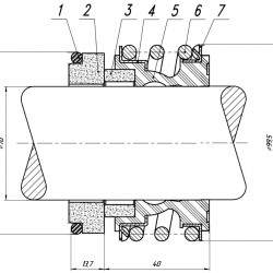 Mechanical seal for pump shaft Svanehoj, ROTOS, Seepex, R-MG1 70, CAR/CER, EPDM, 304, G60