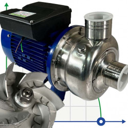 Odśrodkowa pompa do brzeczki BK100, 0.75kW, AISI304, 380V/50Hz, 2900 z otwartym wirnikiem