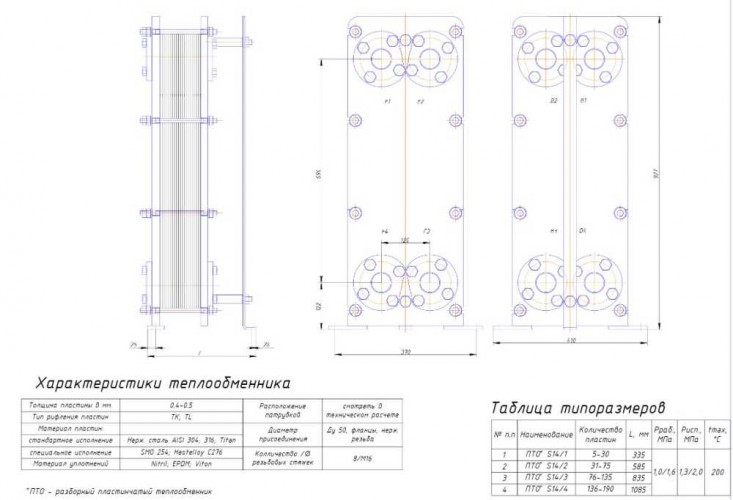 Płytowy wymiennik ciepła S14-41 (trzy sekcje dla trzech środowisk)