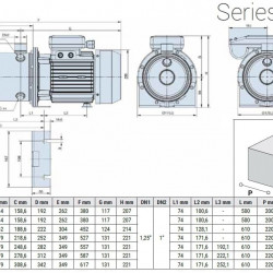Pompa wielostopniowa pozioma do uzdatniania wody EHX 9/7, 3 kW, 14,4 m3/h, 84m, 380V/T, AISI 304 (EBARA MATRIX)