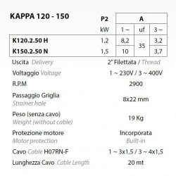 Pompa spustowa Dreno Kappa K150. 2. 50 M / G z przełącznikiem