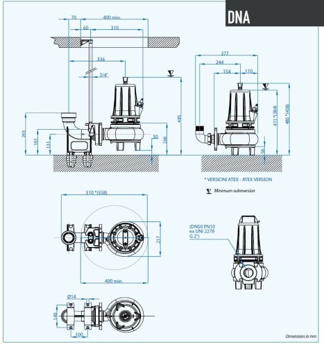 Pompa zanurzeniowa Dreno DNA-EX 50-4/090 T z wirnikiem wirowym