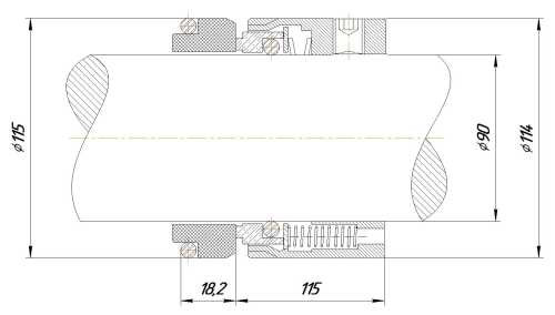 Uszczelnienie mechaniczne R-M7N 90, SIC/SIC, VITON, 304, typ G9 LATTY U68, VULCAN 1677, FLOWSERVE Europac 600, STERLING 270, ANGA V