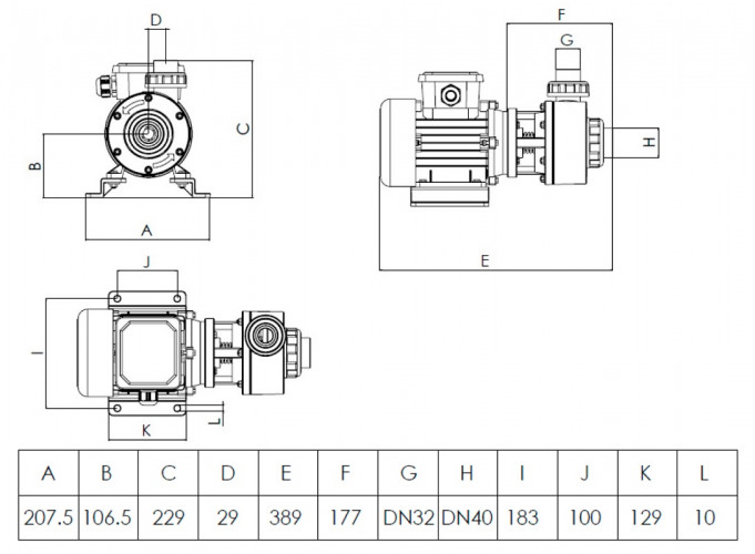 Plastikowa pomDiaPump PA do chemikaliów DiaPump PA1037 PP, 0,37 kW, 3000 obr./min, 380 V